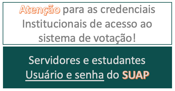 sevidores: usar matrícula SIAPE e senha do SUAP, alunos: utilizar matrícula e senha do e-mail institucional